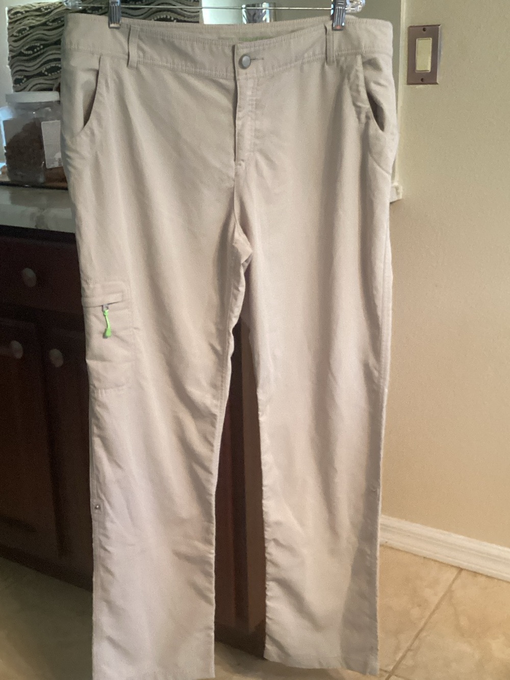 Reel Legends Women's Beige Cargo Pants with Lime Accent